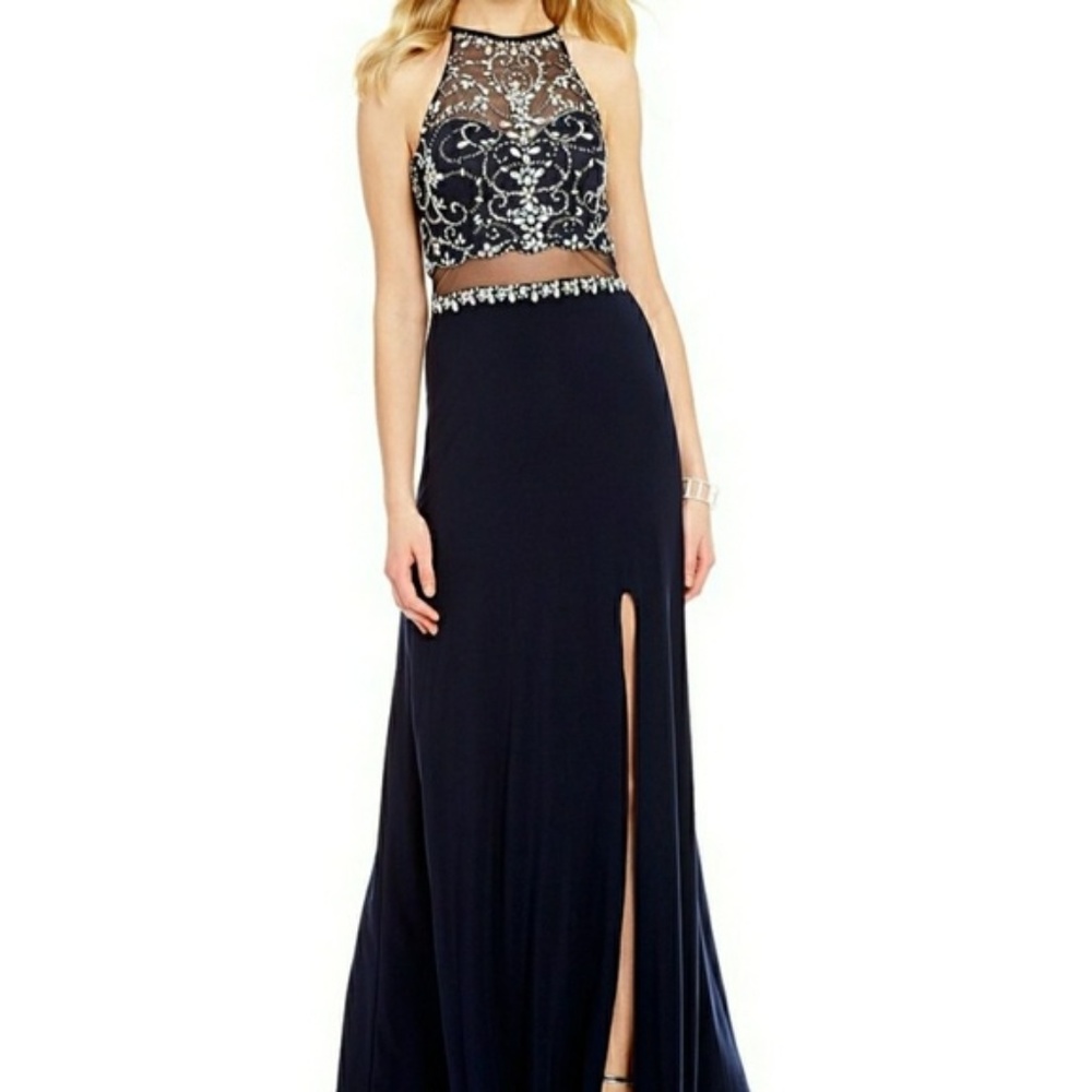 🍒NWT🍒 BLONDIE NITES NAVY SPECIAL OCCASION DRESS - Picture 2 of 3